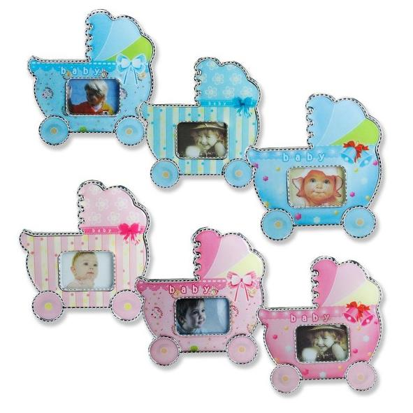 Pembe-Mavi Puset Metalize Magnet Fotoğraf Çerçevesi