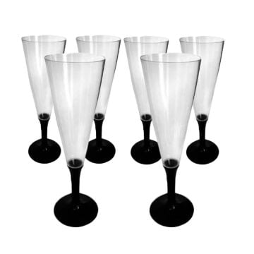 PLASTİK ŞAMPANYA BARDAĞI SİYAH 6 LI