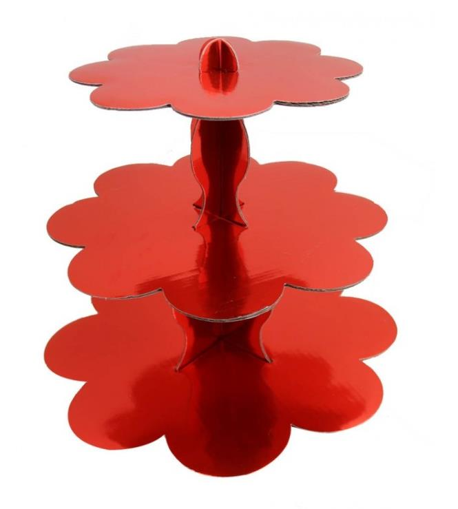 3 KATLI CUPCAKE STANDI KIRMIZI