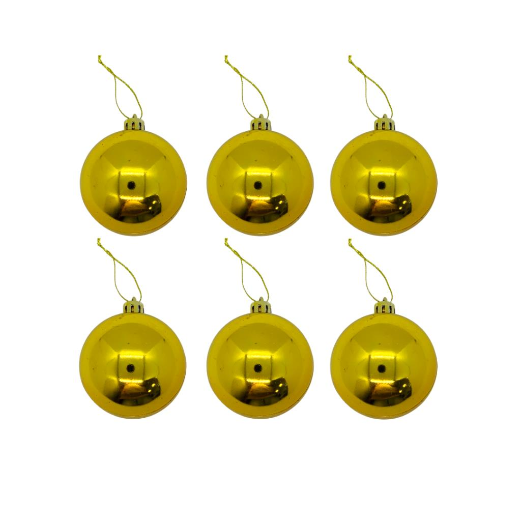 YILBAŞI AĞAÇ SÜSLEME TOPLARI 6 LI GOLD 6 cm