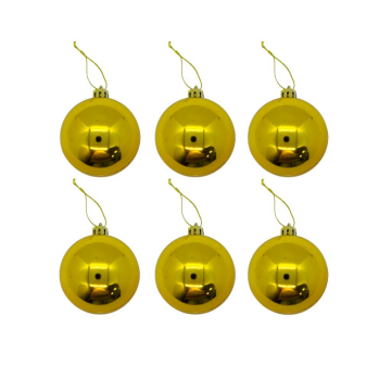 YILBAŞI AĞAÇ SÜSLEME TOPLARI 6 LI GOLD 6 cm