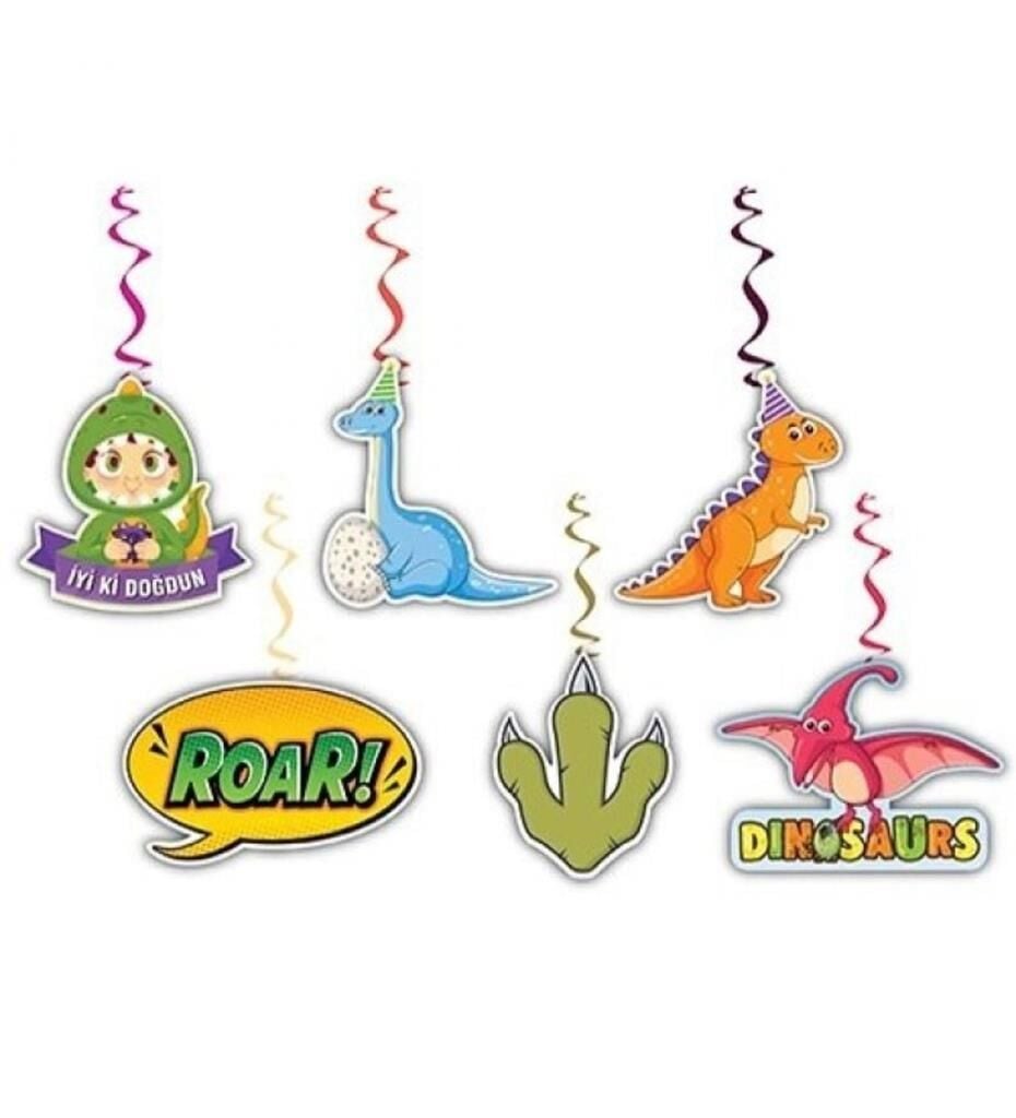 DİNAZOR SPİRAL TAVAN SÜSÜ 6 LI