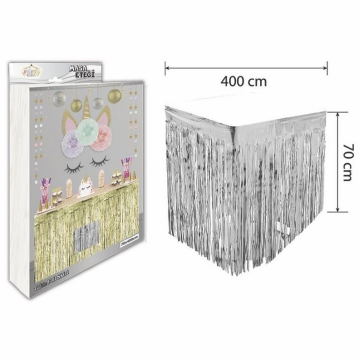 Metalize Masa Eteği Gümüş Hologramlı
