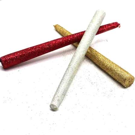 Simli Şamdan Mumu 2 Adet Gold Renk 24 Cm Boy 2 Cm Çap