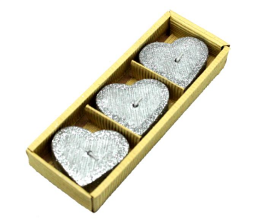 Kalp Mum 3 Adet Kırmızı-Gold-Gümüş-Mor