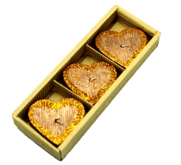 Kalp Mum 3 Adet Kırmızı-Gold-Gümüş-Mor