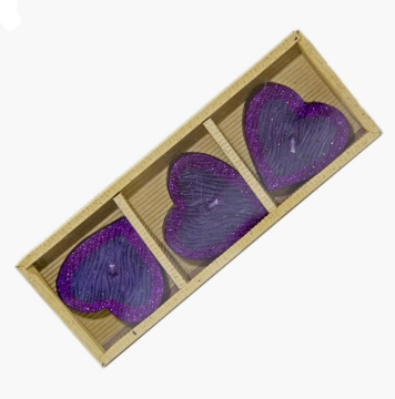 Kalp Mum 3 Adet Kırmızı-Gold-Gümüş-Mor