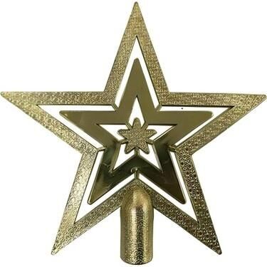 YILBAŞI AĞAÇ TEPE YILDIZI İÇ İÇE GOLD 18 CM