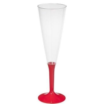 PLASTİK ŞAMPANYA BARDAĞI KIRMIZI 6 LI