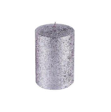 Simli Kütük Mum Gümüş Renk 9 Cm Boy 6 Cm Çap