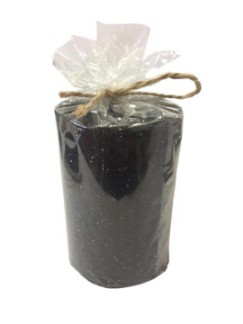 Simli Kütük Mum Siyah Renk 9 Cm Boy 6 Cm Çap