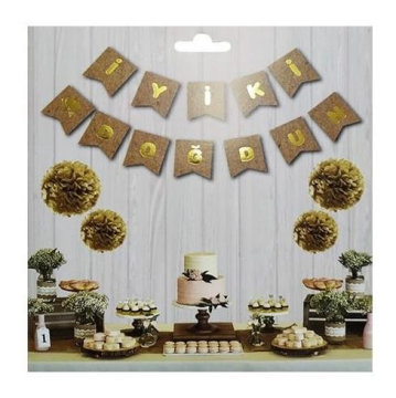 İYİ Kİ DOĞDUN KRAFT BAYRAK SET GOLD YAZI