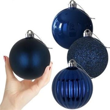 YILBAŞI AĞAÇ SÜSLEME TOPLARI 10 cm - LACİVERT