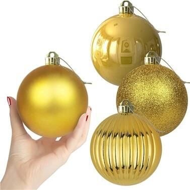 YILBAŞI AĞAÇ SÜSLEME TOPLARI 10 cm - GOLD