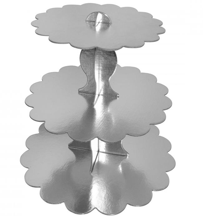 3 KATLI CUPCAKE STANDI GÜMÜŞ