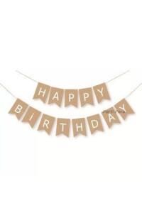 KRAFT-BEYAZ BASKILI H.BIRTHDAY BAYRAK SET