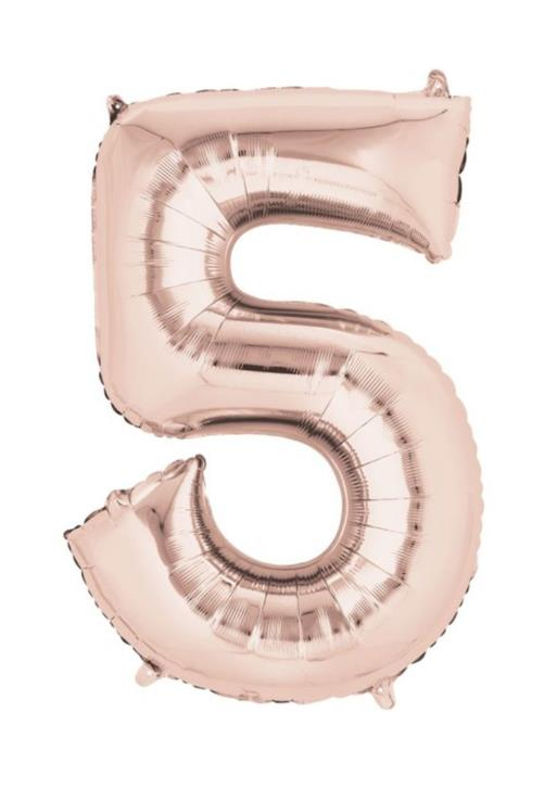 S/Shape Folyo Balon Rakam -5- Rose Gold