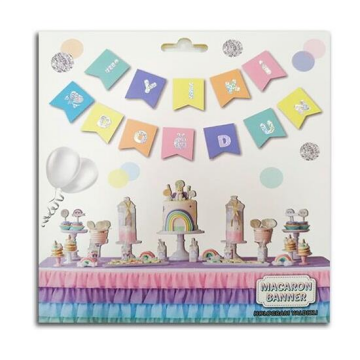MACARON RENK İYİ Kİ DOĞDUN BAYRAK SET HOLOG.