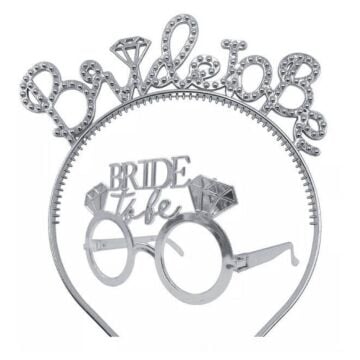 BRİDE TO BE PARTİ TAÇ - GÖZLÜK SET GÜMÜŞ