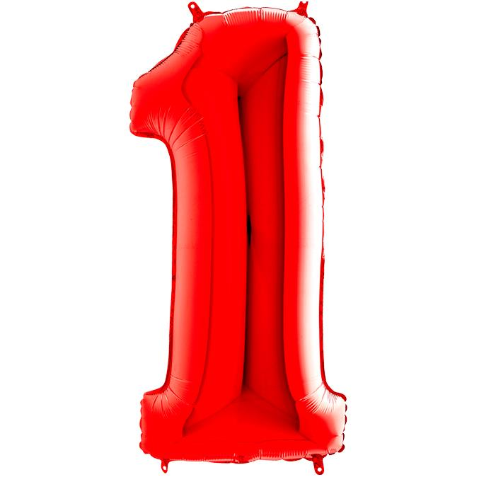 S/SHAPE FOİL BALON - NUMBER 1 RED