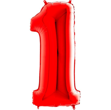 S/SHAPE FOİL BALON - NUMBER 1 RED