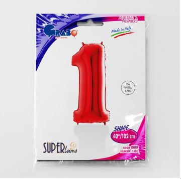 S/SHAPE FOİL BALON - NUMBER 1 RED