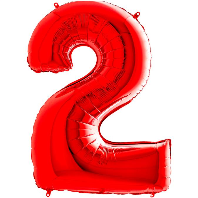 S/SHAPE FOİL BALON - NUMBER 2 RED