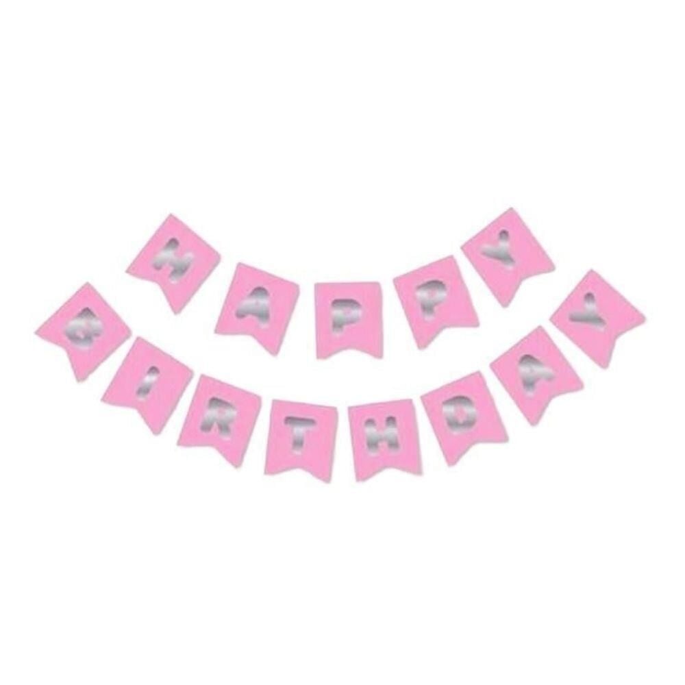 PEMBE-GÜMÜŞ BASKILI H.BIRTHDAY BAYRAK SET
