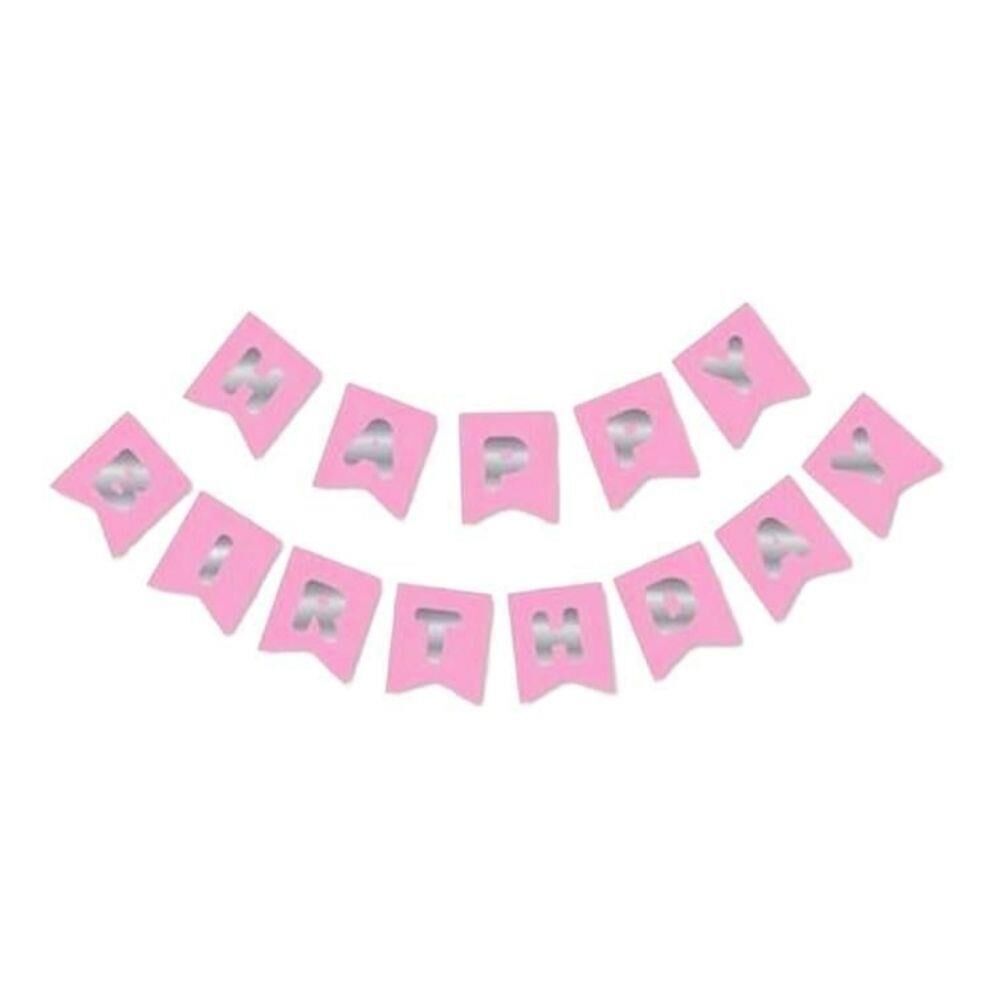 PEMBE-GÜMÜŞ BASKILI H.BIRTHDAY BAYRAK SET