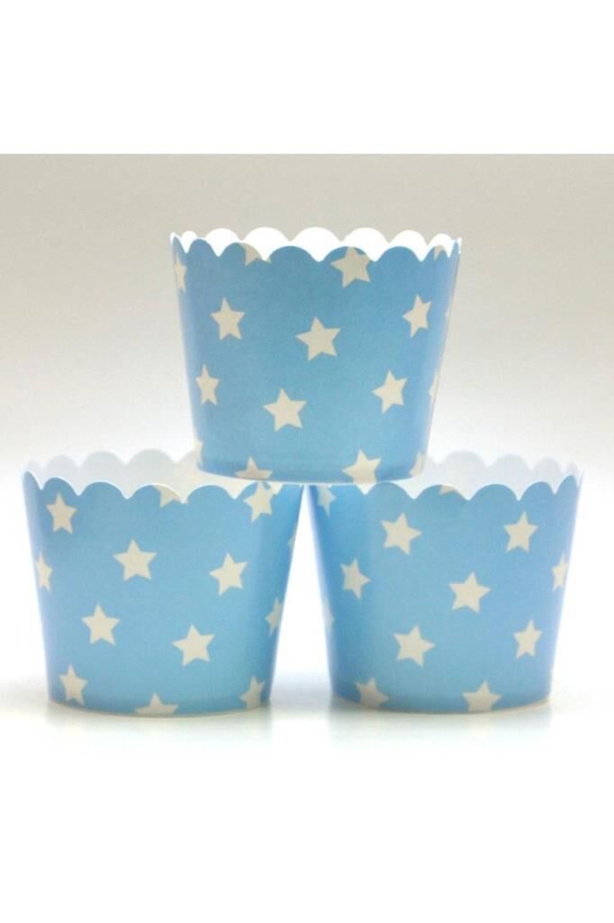 YILDIZ BASKILI MAVİ CUPCAKE