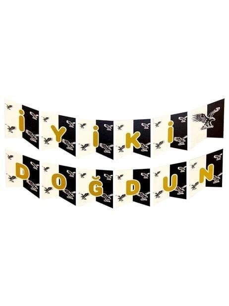 SİYAH BEYAZ TARAFTAR BASKILI İYİ Kİ DOĞDUN BANNER