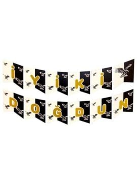 SİYAH-BEYAZ TARAFTAR BASKILI İYİ Kİ DOĞDUN BANNER