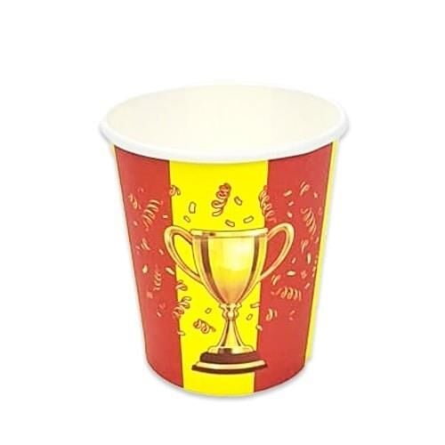 SARI KIRMIZI TARAFTAR BASKILI KARTON BARDAK 8 Lİ