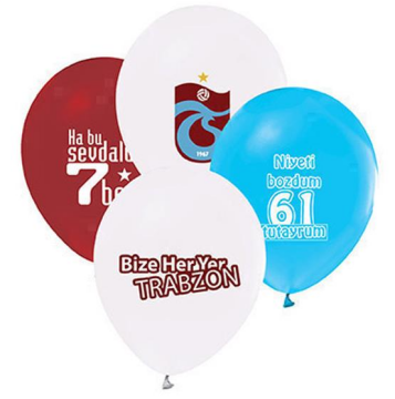 Trabzonspor Baskılı Pastel Renk Balon 100 Adet 12'' (B.E)