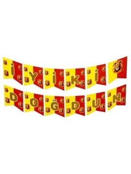 SARI-KIRMIZI TARAFTAR BASKILI İYİ Kİ DOĞDUN BANNER