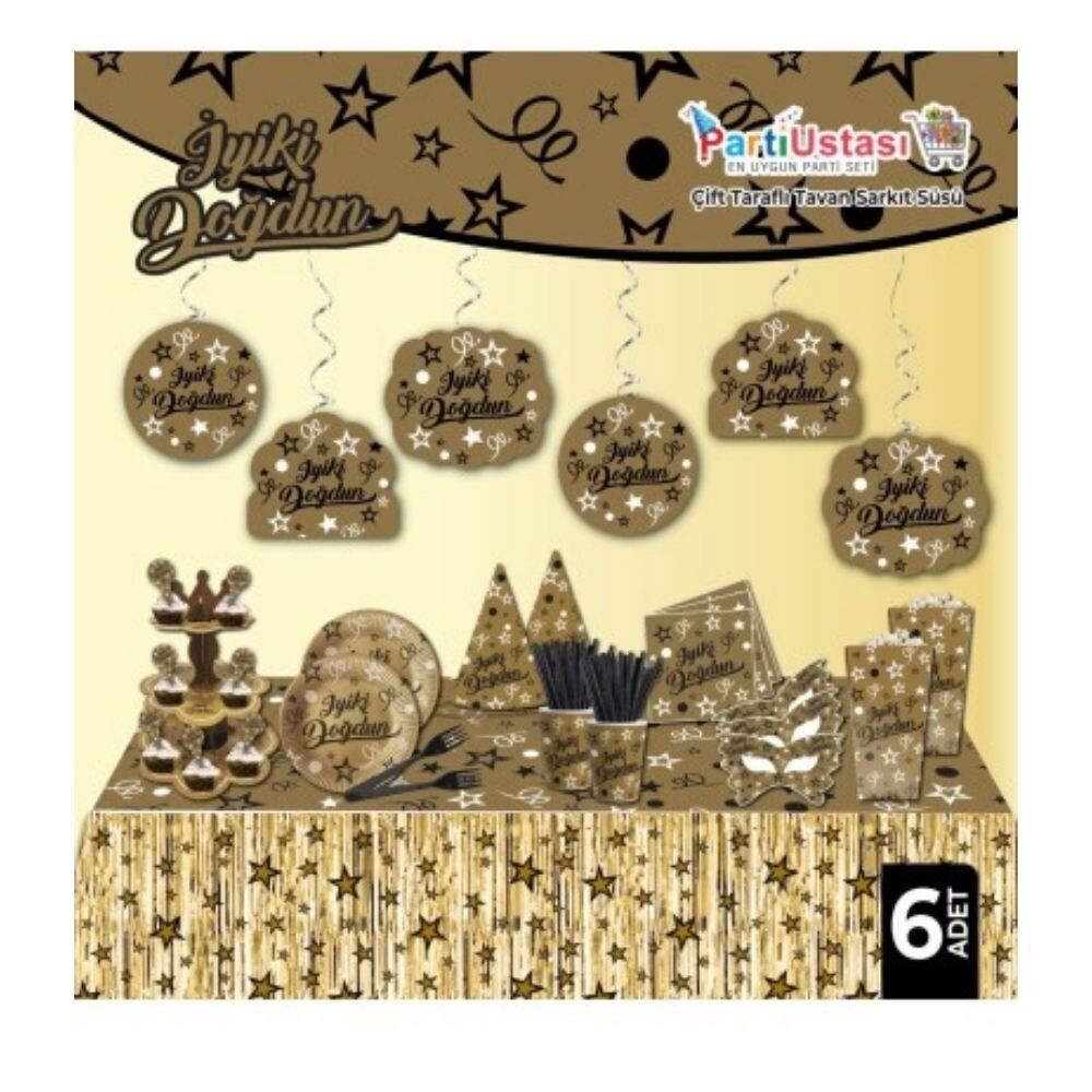 İYİKİ DOĞDUN TAVAN SÜSÜ 6 LI GOLD