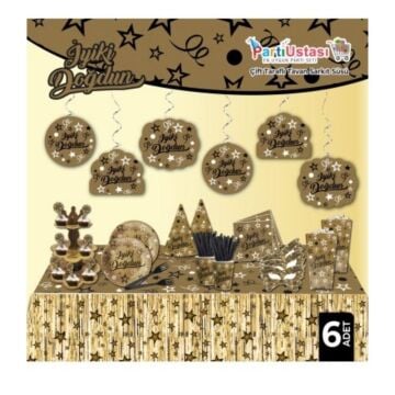 İYİKİ DOĞDUN TAVAN SÜSÜ 6 LI GOLD