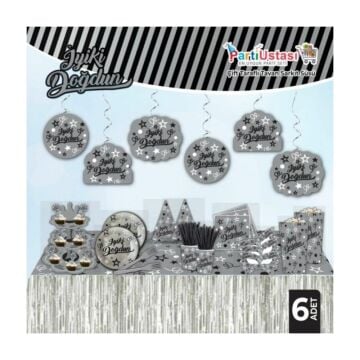 İYİKİ DOĞDUN TAVAN SÜSÜ 6 LI GÜMÜŞ