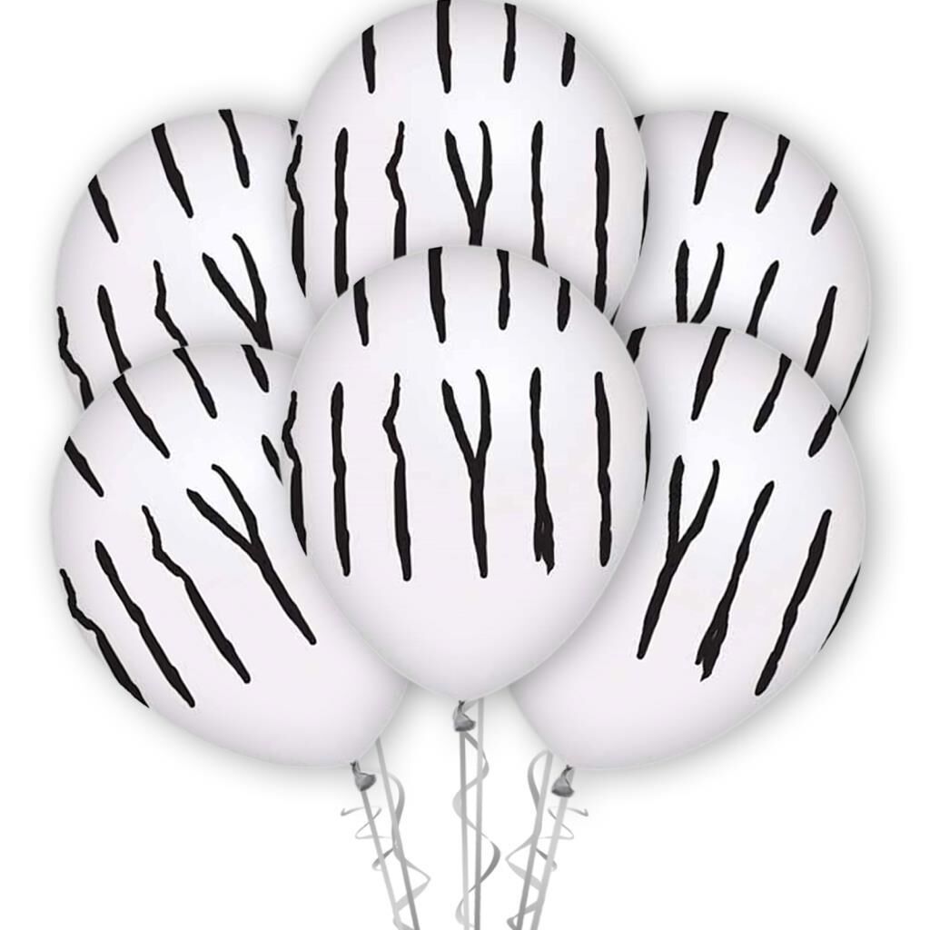 Zebra Baskılı 12'' Balon Beyaz Renk ( 100 Adet )