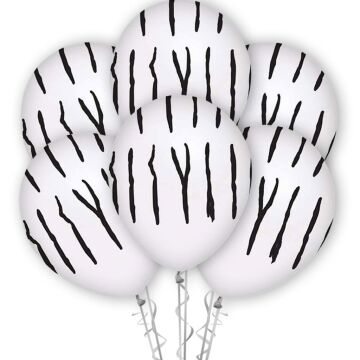 Zebra Baskılı 12'' Balon Beyaz Renk ( 100 Adet )