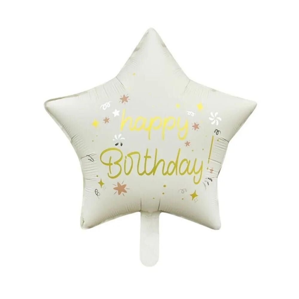 18'' YILDIZ HAPPY BIRTHDAY BALON KREM