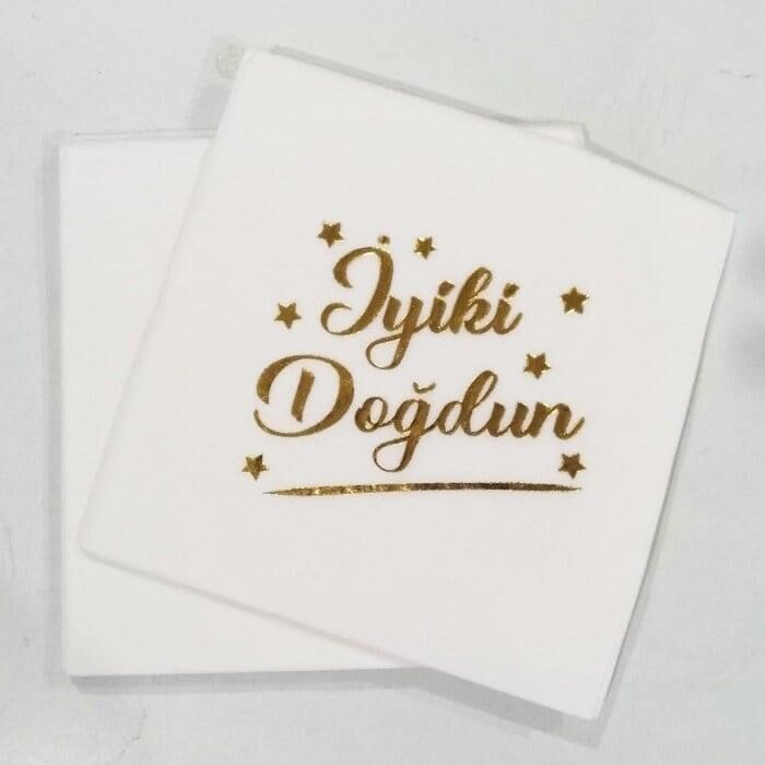 GOLD İYİ Kİ DOĞDUN VARAK BASKILI KAĞIT PEÇETE