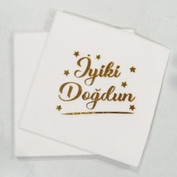 GOLD İYİ Kİ DOĞDUN VARAK BASKILI KAĞIT PEÇETE