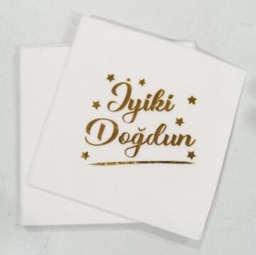 GOLD İYİ Kİ DOĞDUN VARAK BASKILI KAĞIT PEÇETE