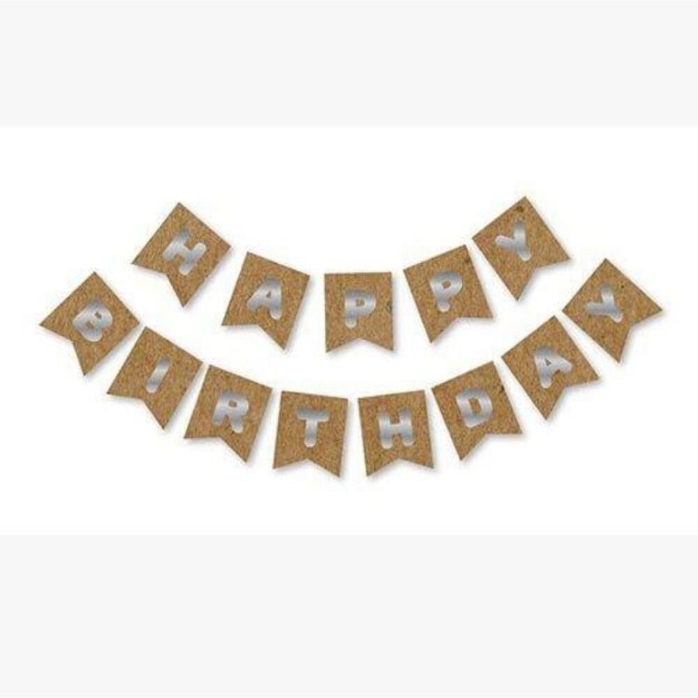 KRAFT-GÜMÜŞ BASKILI H.BIRTHDAY BAYRAK SET