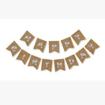KRAFT-GÜMÜŞ BASKILI H.BIRTHDAY BAYRAK SET