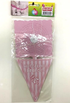 Hoşgeldin Bebeğim Zincir Süs Pembe