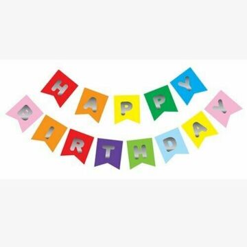 GÖKKUŞAĞI GÜMÜŞ BASKILI H.BIRTHDAY BAYRAK SET