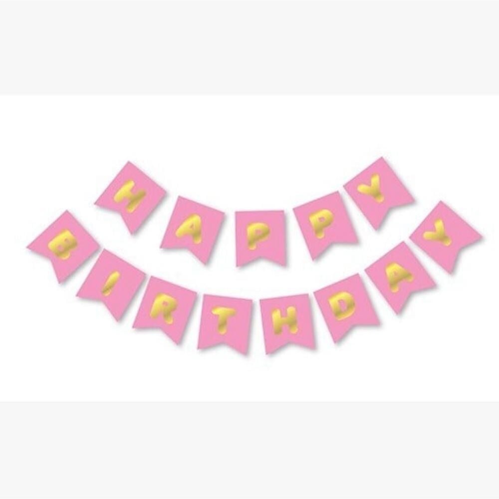 PEMBE-GOLD BASKILI H.BIRTHDAY BAYRAK SET