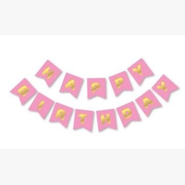 PEMBE-GOLD BASKILI H.BIRTHDAY BAYRAK SET